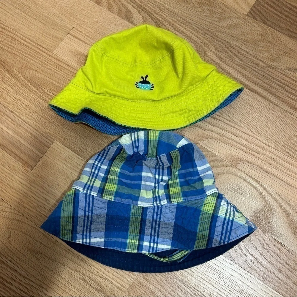 Baby Hat Bundle Blue Green Old Navy Plaid Boys 12-24 mos Kids Baby